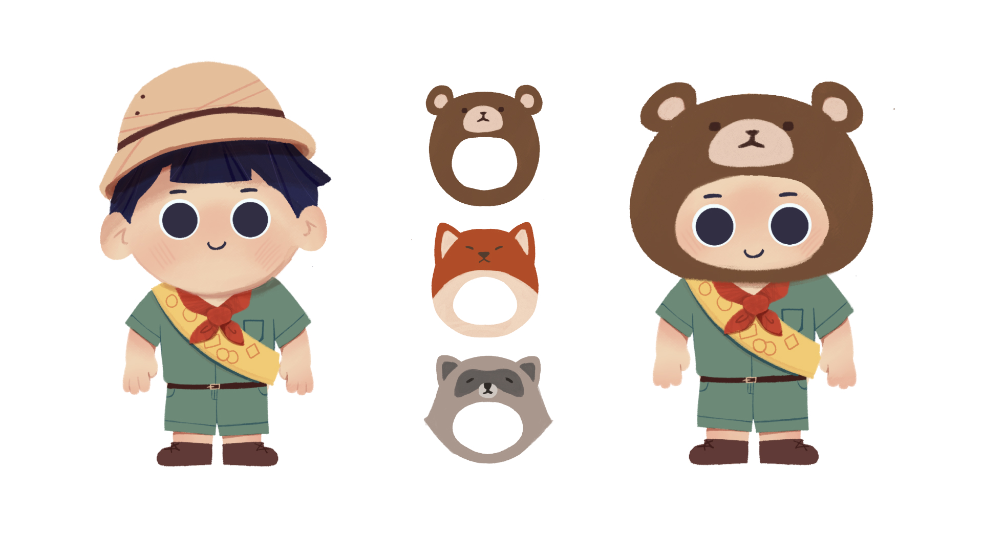 cute illustration of character avatar for wander scout and additional hats